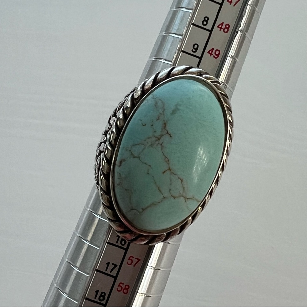 Sterling Turquoise Statement Rings Size 6.5 - Picture 5 of 9